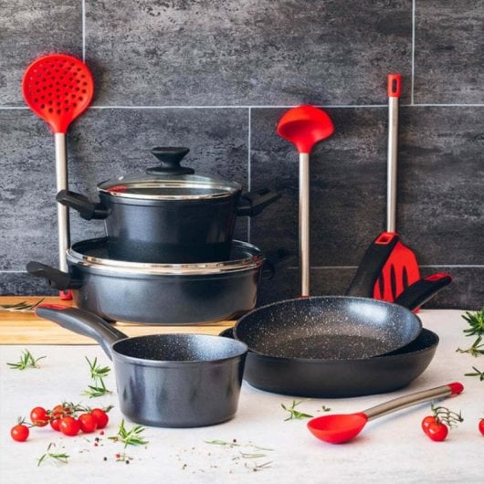 Cacerola Monix Titan Rock 20 cm Aluminio Forjado Revestimiento Titanio Tapa Vidrio