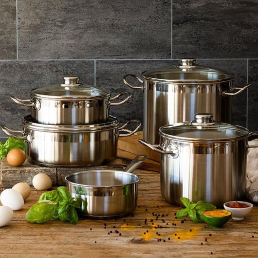 San Ignacio Set Pentole 7 Pezzi In Acciaio Inox | Pentole E Casseruole Per Induzione Ø16-20cm | Batteria Cucina Argento