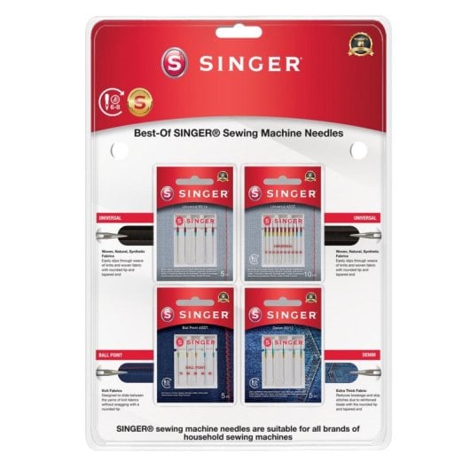 Aguja Singer 250088002 para máquina de coser multicolor 25 unidades tamaños 70 80 90