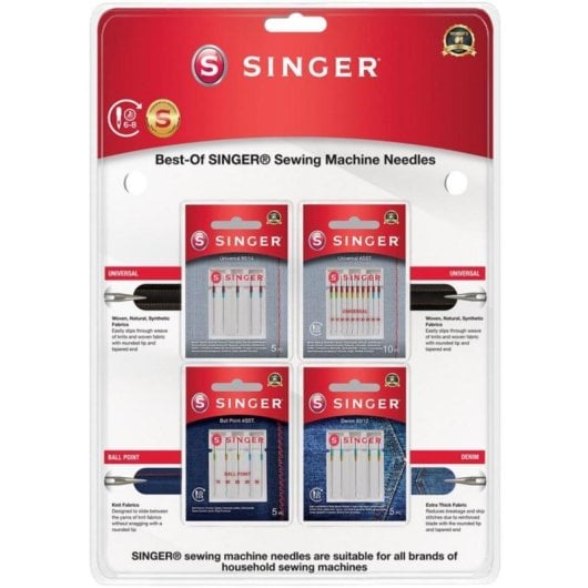 Aguja Singer 250088002 para máquina de coser multicolor 25 unidades tamaños 70 80 90
