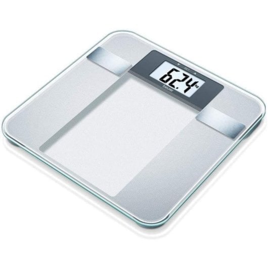 Balança Beurer BG13 Vidro Diagnóstica 150 kg IMC Memória Prateada