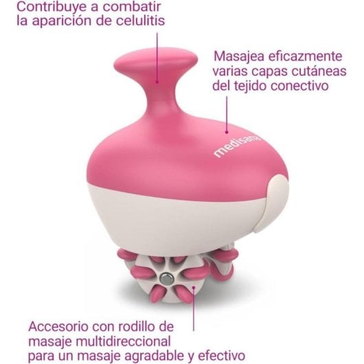 Masajeador Medisana AC 900 Rodillos Anticelulítico Recargable Rosa Blanco