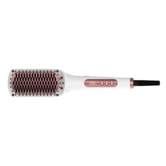 Prancha de Cabelo Cerâmica Iónica Solac Expert Ion Brush 230ºC 6 Definições Desligar Automático Visor Preto Rosa Branco