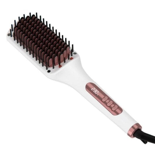 Prancha de Cabelo Cerâmica Iónica Solac Expert Ion Brush 230ºC 6 Definições Desligar Automático Visor Preto Rosa Branco