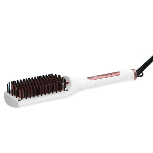 Prancha de Cabelo Cerâmica Iónica Solac Expert Ion Brush 230ºC 6 Definições Desligar Automático Visor Preto Rosa Branco