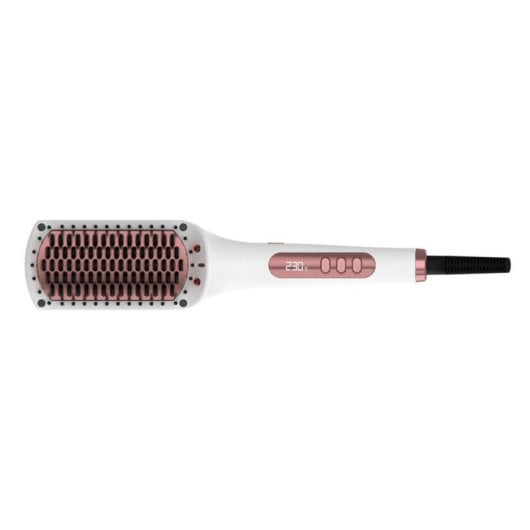 Prancha de Cabelo Cerâmica Iónica Solac Expert Ion Brush 230ºC 6 Definições Desligar Automático Visor Preto Rosa Branco