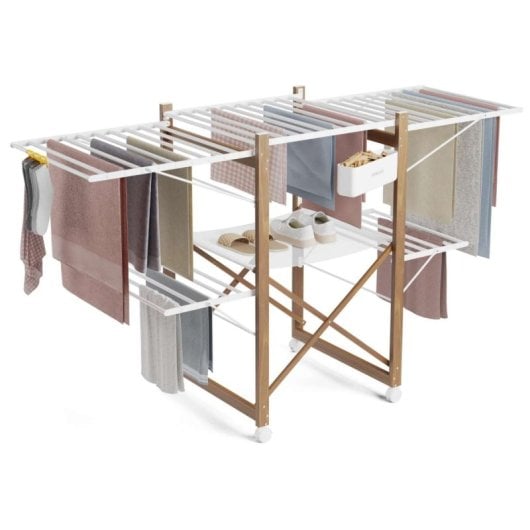 Étendoir à linge pliable Newlux Wood V35 Blanc