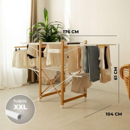 Étendoir à linge pliable Newlux Wood V35 Blanc