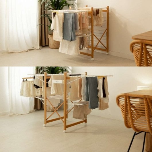 Étendoir à linge pliable Newlux Wood V35 Blanc