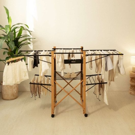 Étendoir à linge pliable Newlux Wood V35 noir