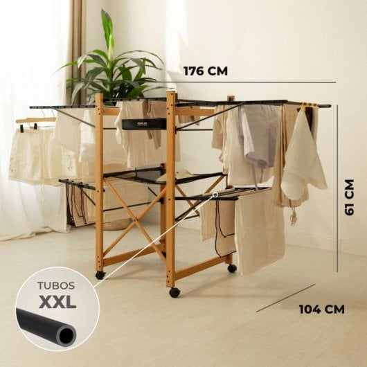 Étendoir à linge pliable Newlux Wood V35 noir