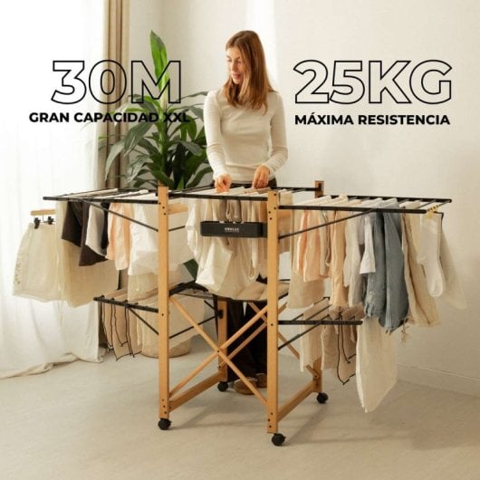 Étendoir à linge pliable Newlux Wood V35 noir