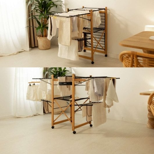 Étendoir à linge pliable Newlux Wood V35 noir