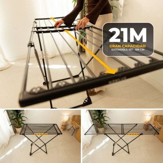 Étendoir à linge pliable Newlux Expansion V25 Noir