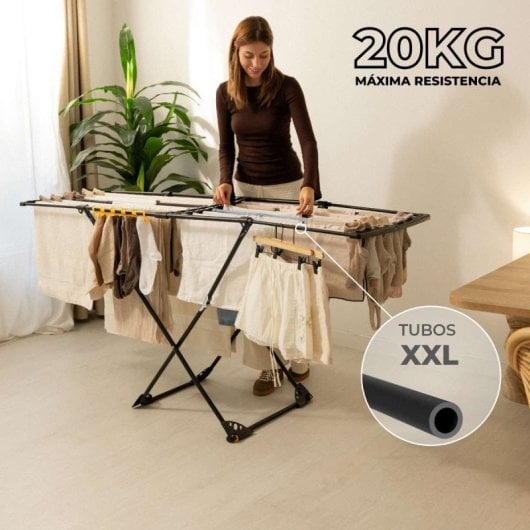 Étendoir à linge pliable Newlux Expansion V25 Noir