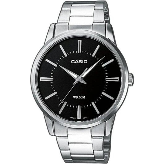 Casio MTP-1303PD-1AVEG 40mm Analogico Acciaio Inox Argento Quadrante Nero Cinturino Argento