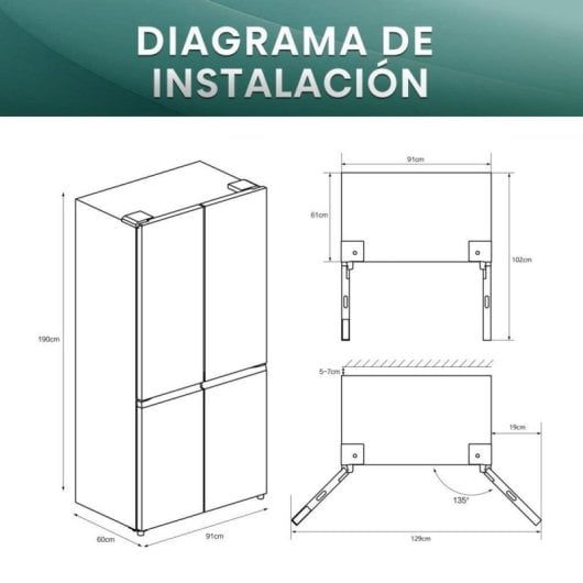 Frigorífico Americano Hisense RQ5P605NSVE No Frost 190cm 591L E Inox Display Gelo