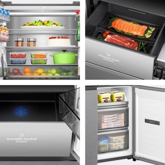 Frigorífico Americano Hisense RQ5P605NSVE No Frost 190cm 591L E Inox Display Gelo