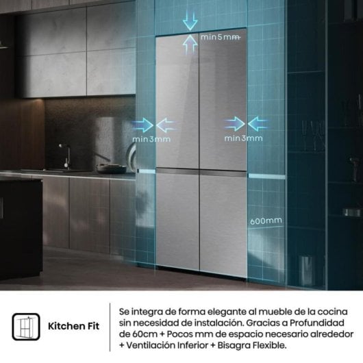 Frigorífico Americano Hisense RQ5P605NSVE No Frost 190cm 591L E Inox Display Gelo