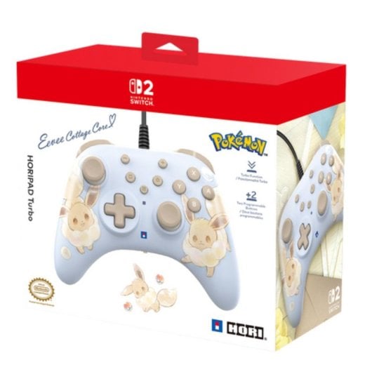 Manette Hori HORIPAD Turbo NSX-083E Nintendo Switch 2 filaire bleu ciel boutons turbo