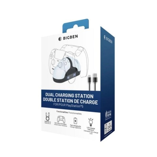 Soporte de recarga Bigben PS5DUALCHARGERV3 Dual PlayStation 5 USB 0,8 m negro/blanco