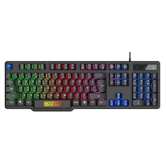 Teclado membrana Sparco SPGAMEKITESP Layout ES RGB pack ratón auriculares alfombrilla