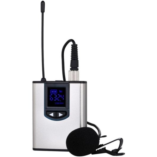 Micrófono NK NK-IG33008 lavalier inalámbrico plata y negro con adaptador de cámara