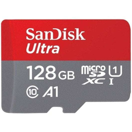 Carte mémoire SanDisk Ultra MicroSDXC 128GB 140MB/s Classe 10 UHS-I A1 Gris Rouge