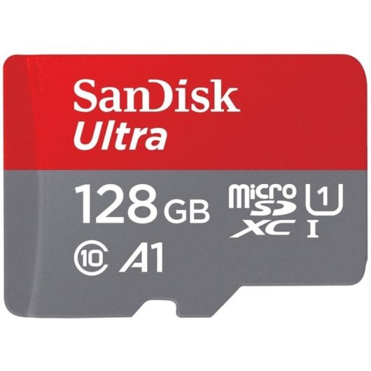 Carte mémoire SanDisk Ultra MicroSDXC 128GB 140MB/s Classe 10 UHS-I A1 Gris Rouge