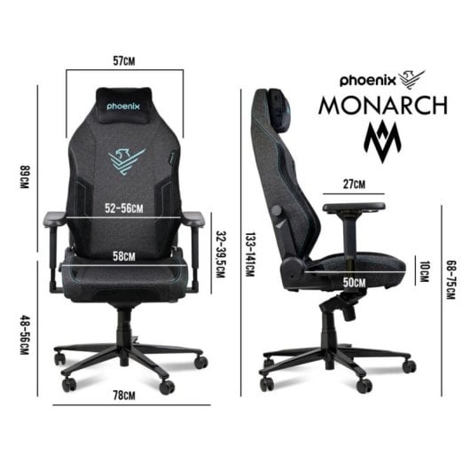 Chaise gaming Phoenix Monarch XL Repose-bras 4D 150 kg Classe 4 Velvet