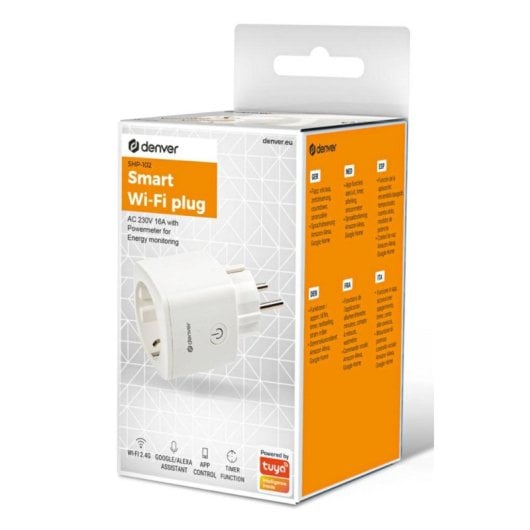 Enchufe inteligente Denver SHP-102 Wi-Fi Compatible Alexa Google Home Interior Blanco