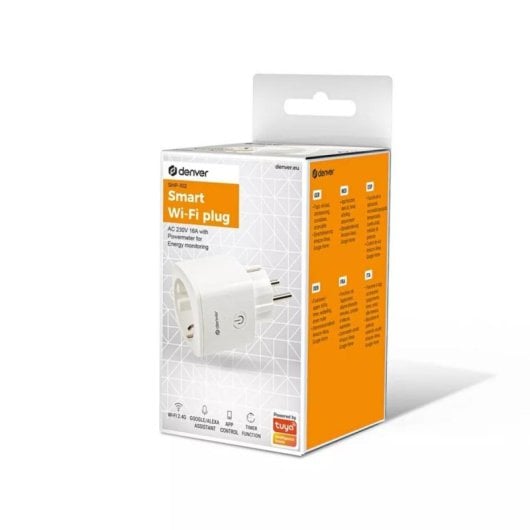 Enchufe inteligente Denver SHP-102 Wi-Fi Compatible Alexa Google Home Interior Blanco