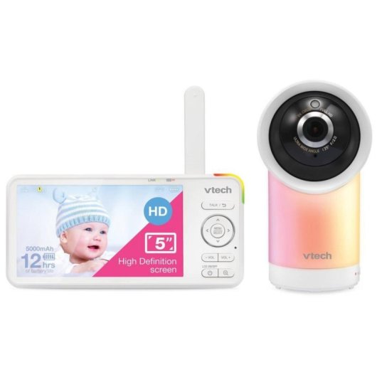 Vigila bebé VTech RM5766HD ecrã 5" Wi-Fi câmara motorizada autonomia 12h branco