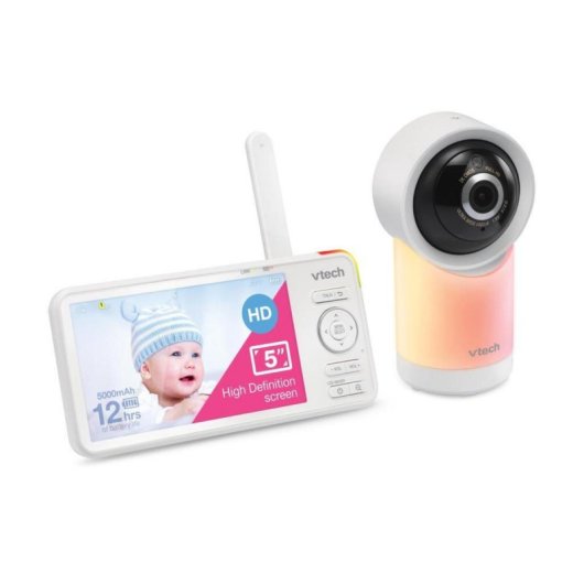 Vigila bebé VTech RM5766HD ecrã 5" Wi-Fi câmara motorizada autonomia 12h branco