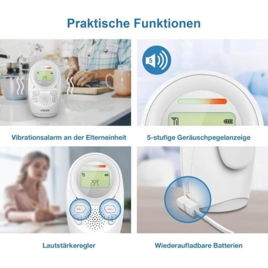 Vigila Bebés VTECH DM1212 Branco 460 m Luz Noturna Sensor Temperatura 5 Canções de Embalar