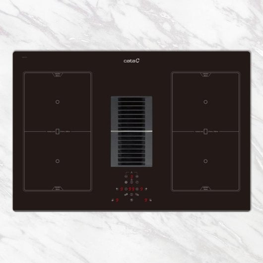 Placa de inducción CATA AS 750 77 cm Negra 4 zonas Flex Zone Extractor integrado