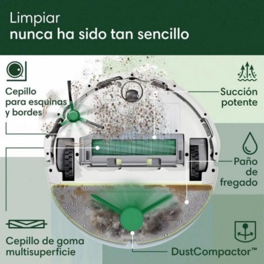Robot Aspirador y Fregasuelos Roomba 205 Combo Navegación LiDAR Control por Voz Blanco