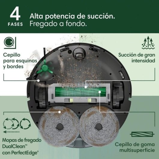 Robot Aspirador y Fregasuelos iRobot Roomba 505 Combo con Autovaciado Navegación LiDAR con IA