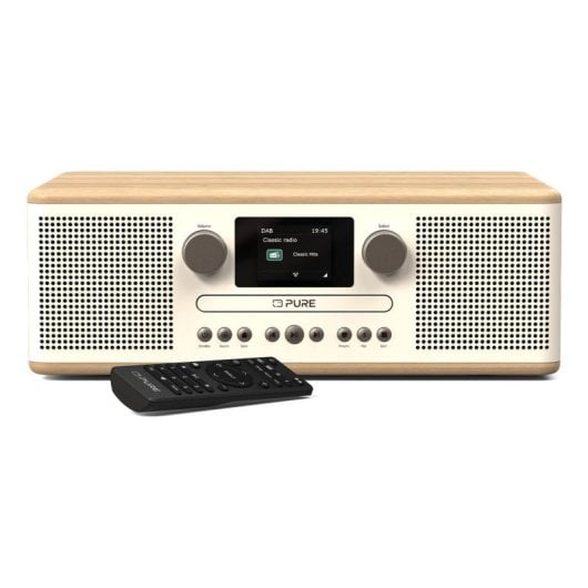 Microcadena Pure Classic C-D6 Bluetooth 2x15W Blanco Roble Alarma Pantalla TFT