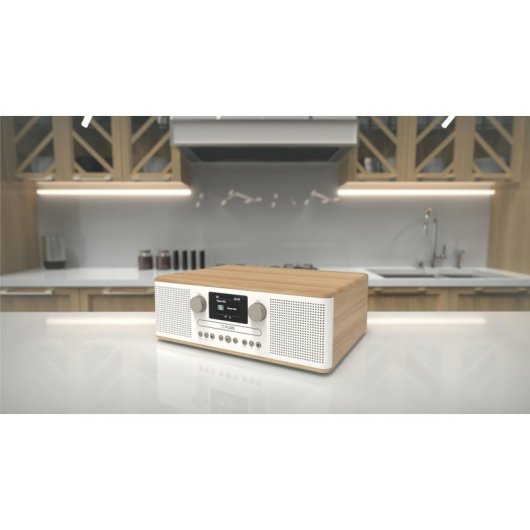 Microcadena Pure Classic C-D6 Bluetooth 2x15W Blanco Roble Alarma Pantalla TFT