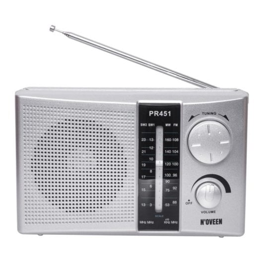 Radio portátil Noveen PR451 Plata FM MW SO AC/Batería Altavoz Giratorio Externo