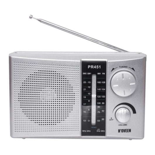 Radio portátil Noveen PR451 Plata FM MW SO AC/Batería Altavoz Giratorio Externo