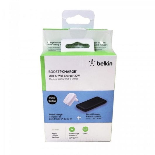 Cargador Belkin USB C 20W y Powerbank 10000 mAh Negro compatible smartphone y tablet