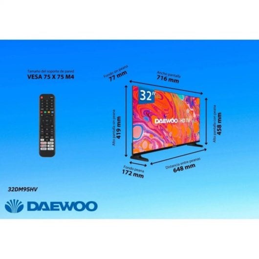 TV Daewoo LED 32DM95HV 32" HD Smart TV HDR10 Dolby Audio VIDAA OS