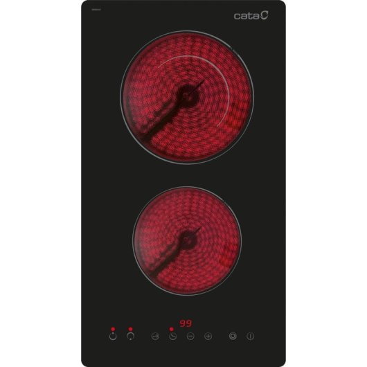 Placa vitrocerámica Cata TD 3002 BK 2 Zonas táctil Sin Marco Integrada Negra