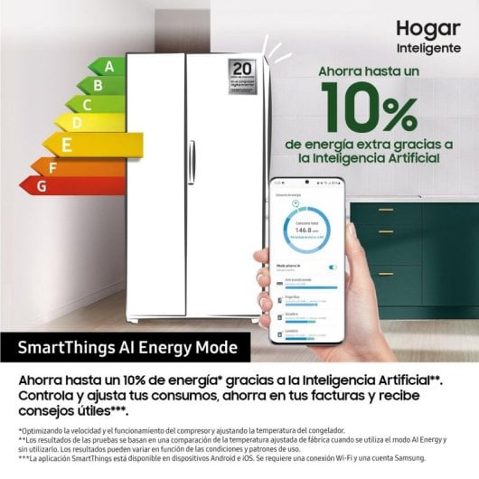 Frigorífico Americano Samsung RS70F65QETEF No Frost 178cm 659L E Inox WiFi IA