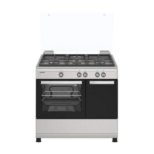 Cocina gas butano Acero Inox 4 fuegos libre instalación con cajón vajilla