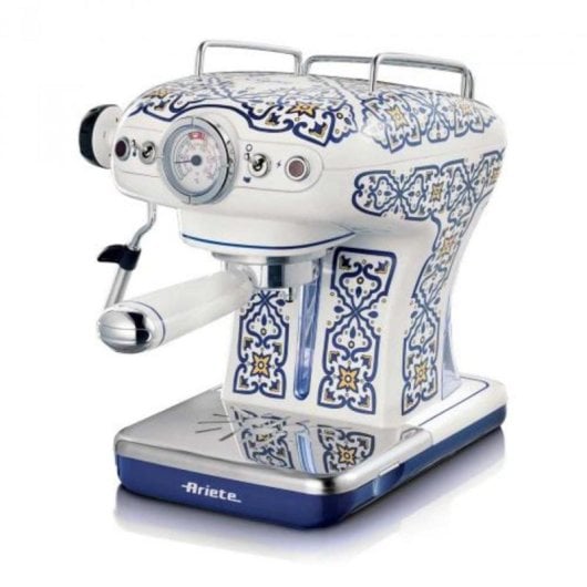 Cafetiere Manuelle Ariete 1389/1C 0,9L 15 bars avec mousseur inox Bleu clair
