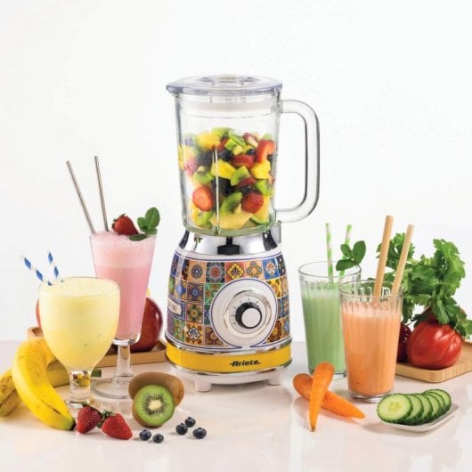 Liquidificadora Ariete 0583/0P 1,5L 1000W Vidro Amarelo 4 velocidades Picador de gelo