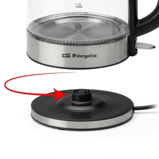 Bollitore Orbegozo KT 6045 1,7L Vetro Borosilicato Acciaio Inox 2200W LED Nero